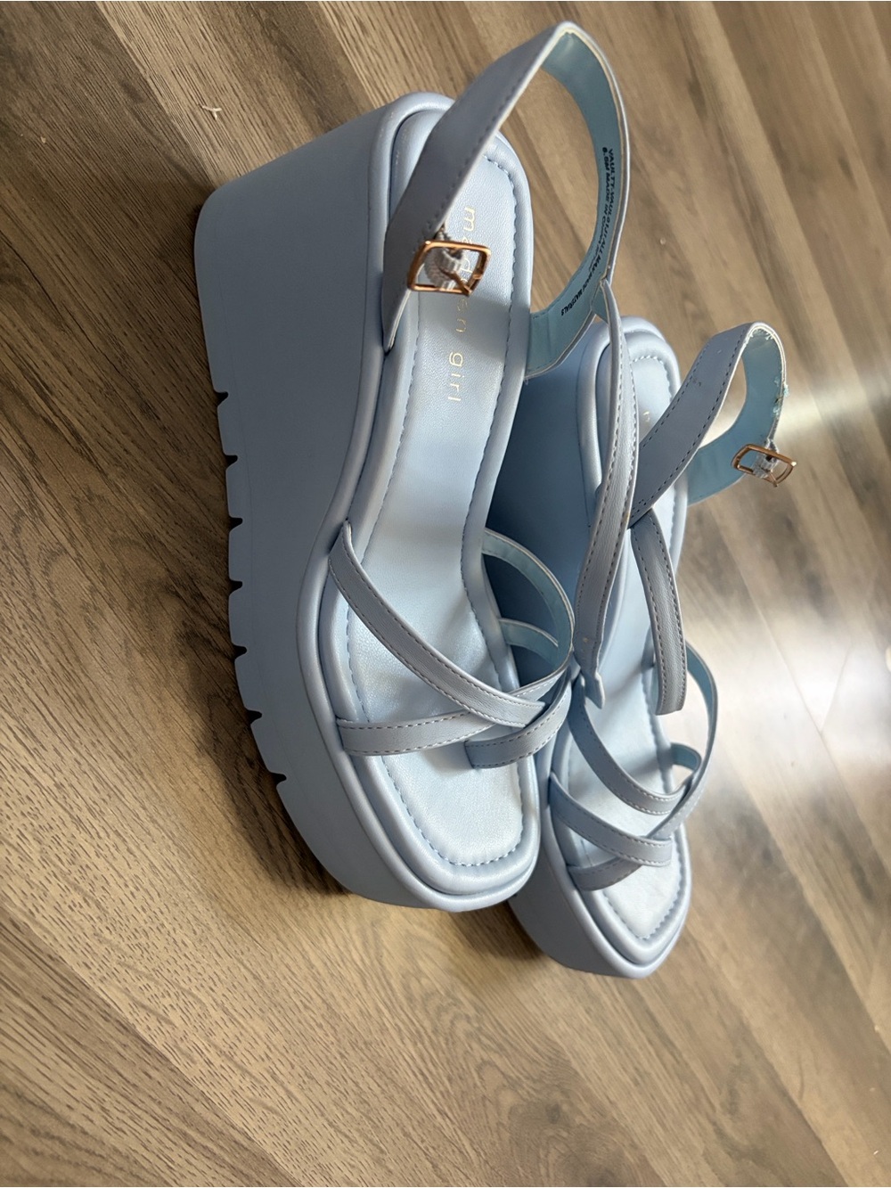 Madden Girl Light Blue Platform Slingback Sandals - Picture 11 of 11